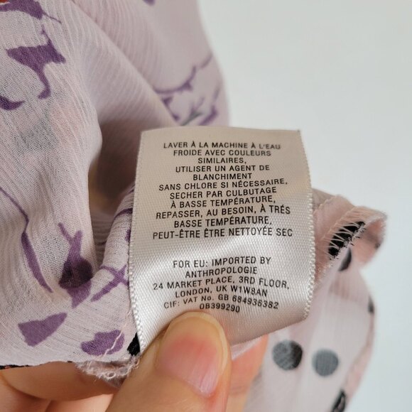 Anthropologie Vanessa Virginia Pink Floral Garden Pop Hankerchief Top Sz Medium - Picture 13 of 14